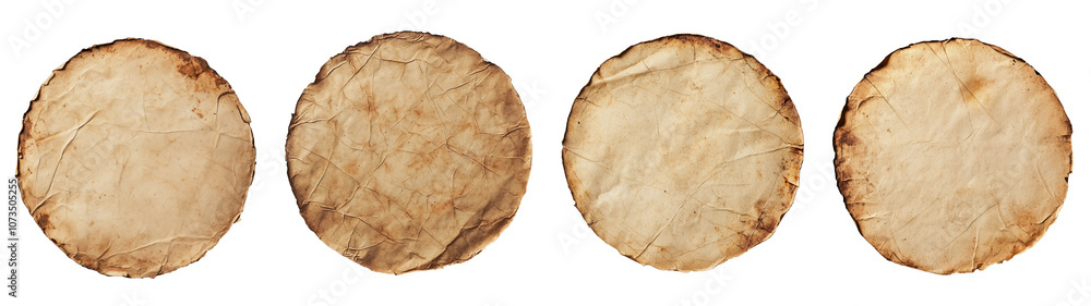isolated old round paper banners with burned edges isolated old round paper banners with burned edges