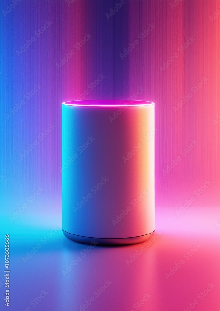 A white device with a blue and purple background A white device with a blue and purple background
