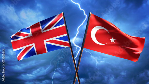Flag of Turkey and UK. Unit...