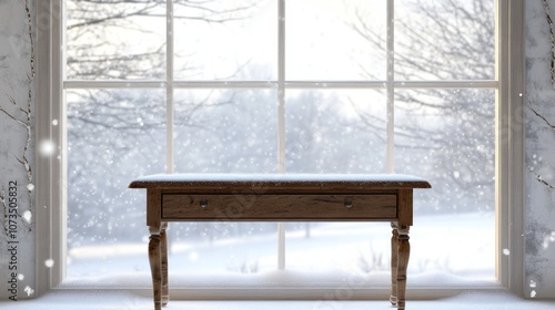 Snow-Covered Table by a Win...