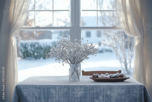 Snow-Covered Branches in a ...