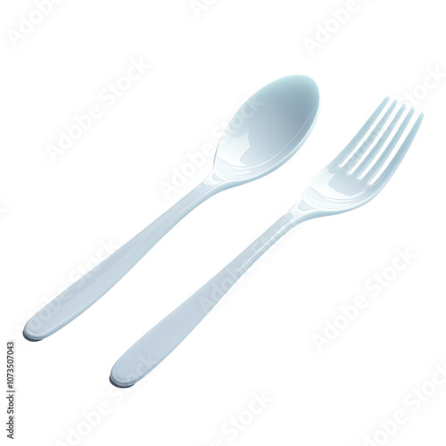 Two plastic utensils, a fork and a spoon