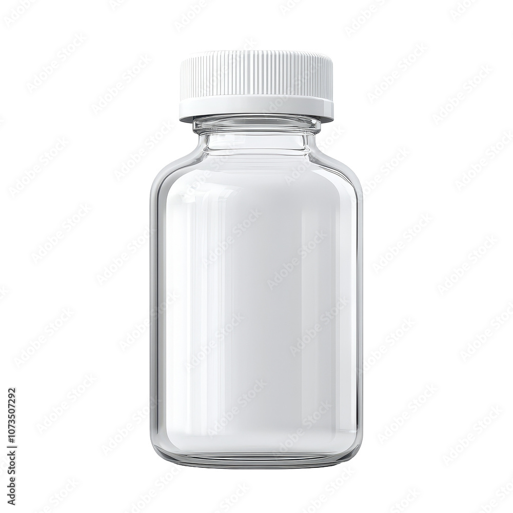 A clear bottle with a white cap A clear bottle with a white cap