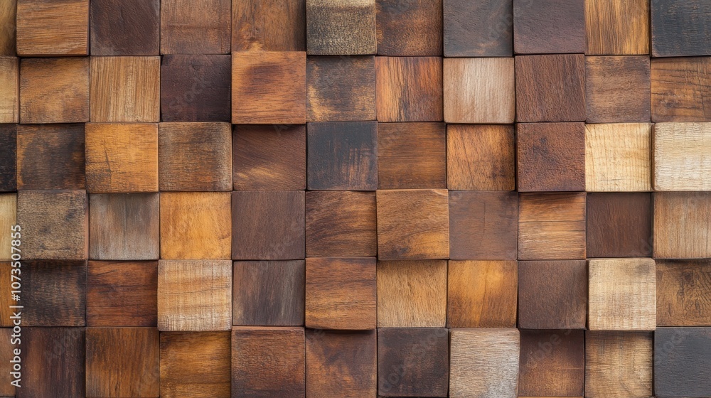Rustic wooden block pattern with varied brown tones, representing earthy texture
