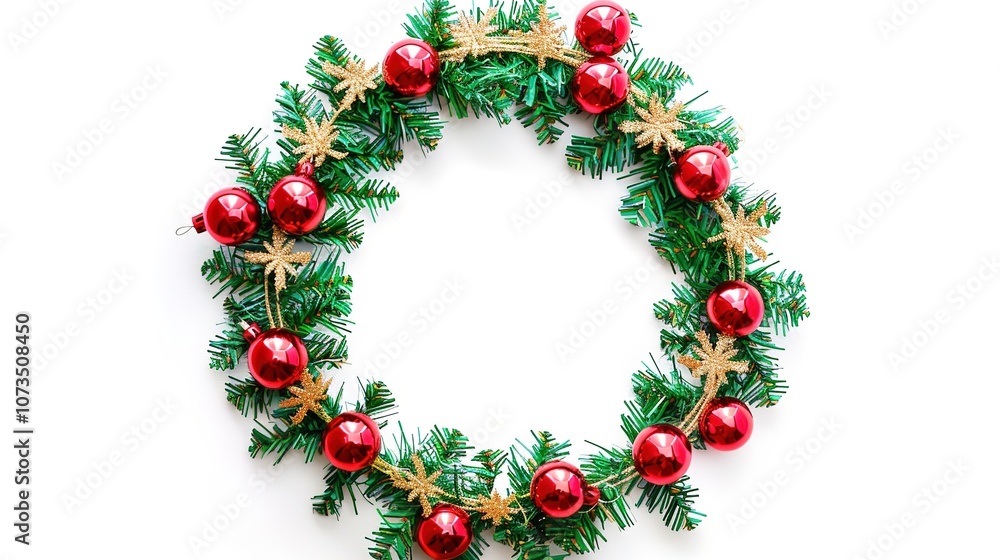 Christmas Wreath Isolated on White Background - a festive and charming visual. The Christmas wreath isolated on the white background creates a simple yet elegant look. It gives the impression of a hol Christmas Wreath Isolated on White Background - a festive and charming visual. The Christmas wreath isolated on the white background creates a simple yet elegant look. It gives the impression of a hol