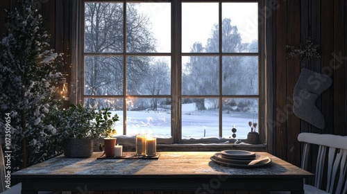 Snowy Winter Scene with a R...
