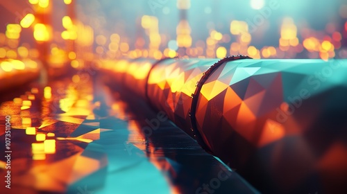 A Low-Poly Illustration Depicts an Oil Pipeline in the Business Sector

 photo