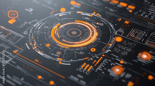 Radiant blueprint with dynamic design elements revealing visionary forward thinking solutions for the future of technology innovation and progress