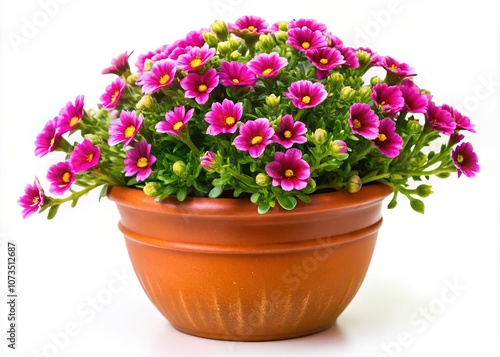 Wallpaper Mural Stephania Suberosa Flowering Plant in Clay Pot - White Background - Copy Space Torontodigital.ca