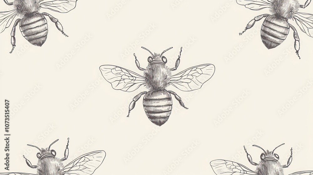 Bees Sketch Pattern