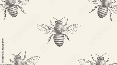 Bees Sketch Pattern