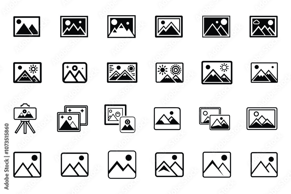 Picture icon set in line art vector Picture icon set in line art vector
