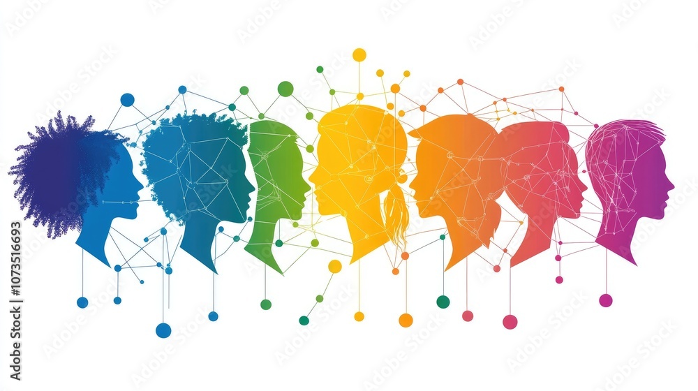 Fototapeta premium Diverse Professionals Silhouettes with Connection Elements