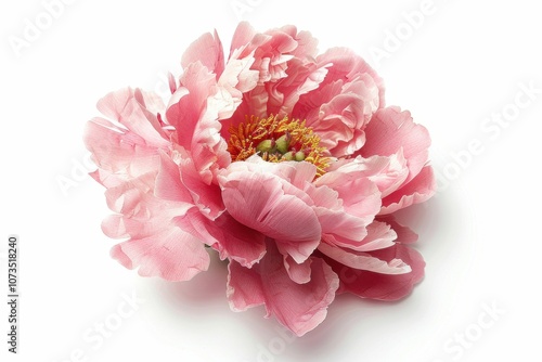 Pink peony flower, beautiful petals, delicate texture, vibrant color, natural beauty, soft background, floral elegance, ideal for nature themed projects, close up shot with fine details