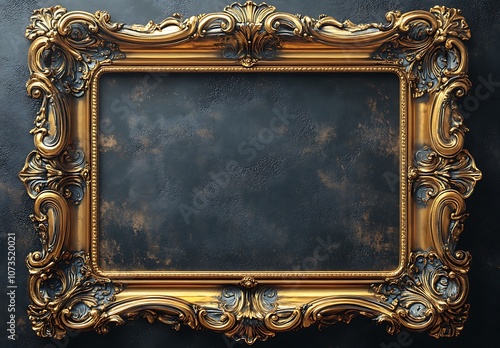 Gold Frame on a Wall.