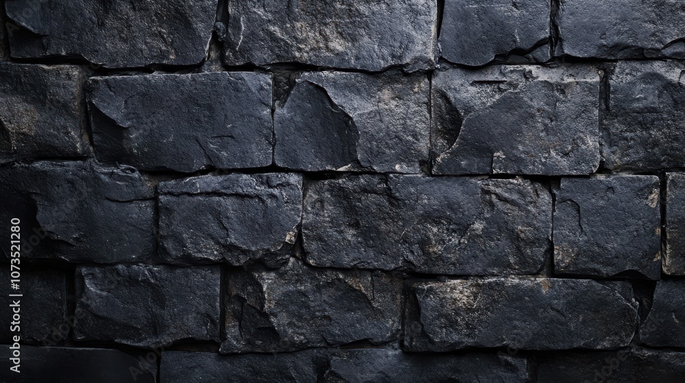 Obraz premium Dark, textured stone wall. Rough, uneven surface.