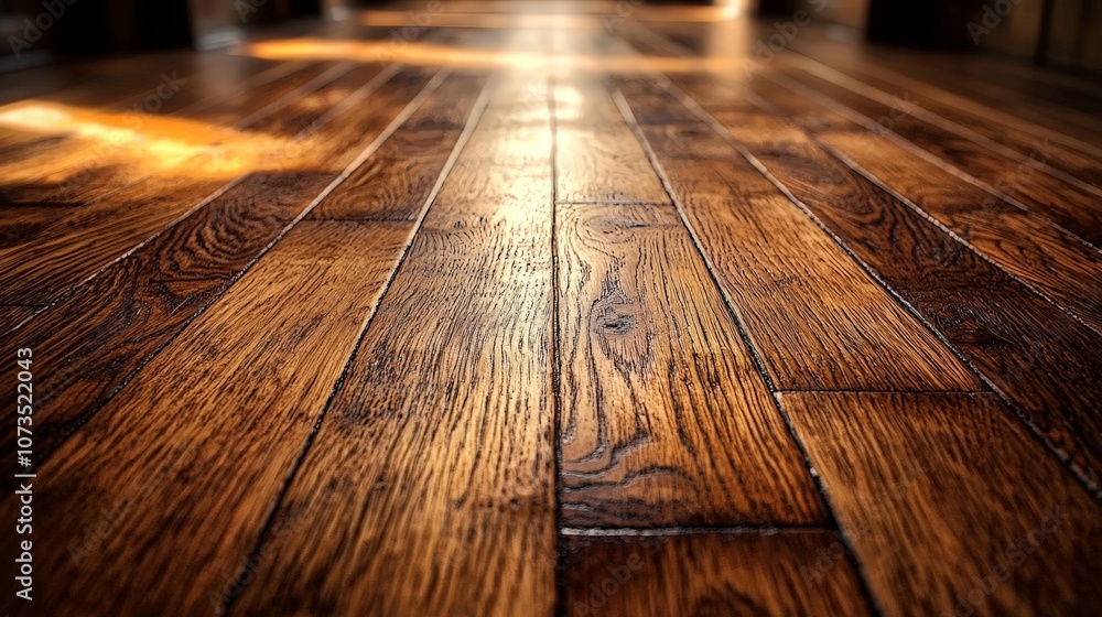 A close-up view of polished wooden flooring showcasing rich textures and patterns. A close-up view of polished wooden flooring showcasing rich textures and patterns.