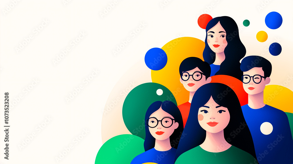 Diverse Group of People in Colorful Illustration Diverse Group of People in Colorful Illustration
