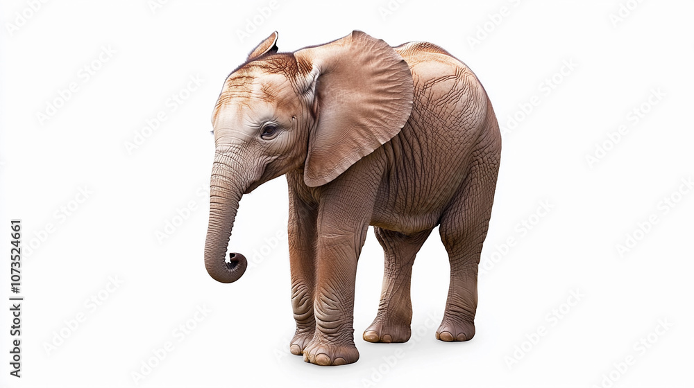 Obraz premium Young elephant standing gracefully in a bright studio setting