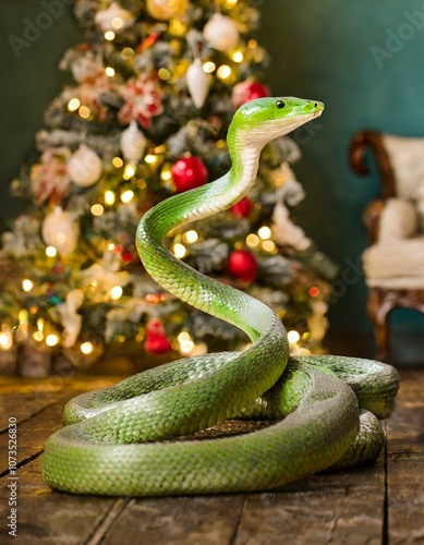 Vor dem Weihnachtsbaum photo