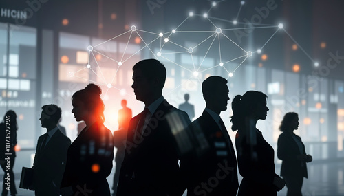 business professional team with digital connections overlay modern communication technology