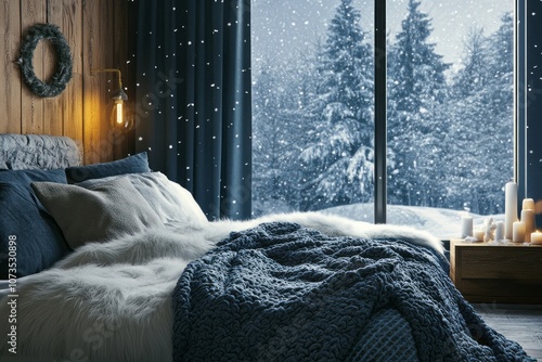 Cozy Bed with Faux Fur Blan...