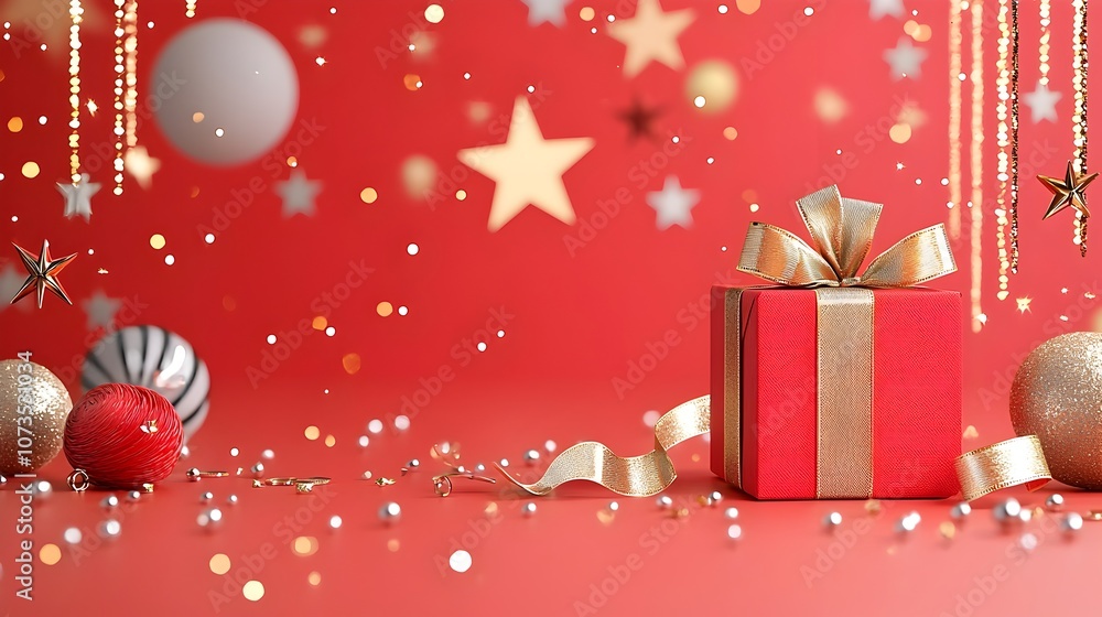 Luxurious red and gold event background featuring sparkling stars ribbons and golden light rays creating a prestigious atmosphere for a high end or formal occasion Luxurious red and gold event background featuring sparkling stars ribbons and golden light rays creating a prestigious atmosphere for a high end or formal occasion