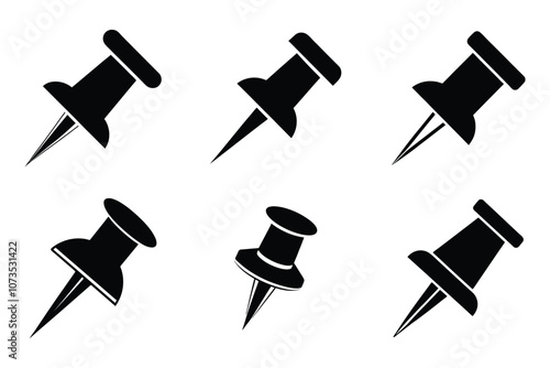 Push pin icon set in vector art