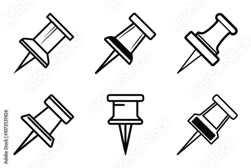 Push pin icon set in vector art