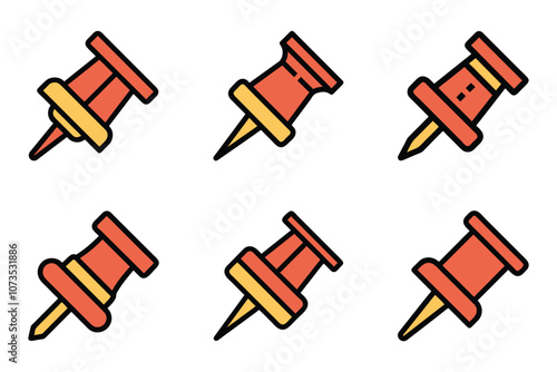 Push pin icon set in vector art