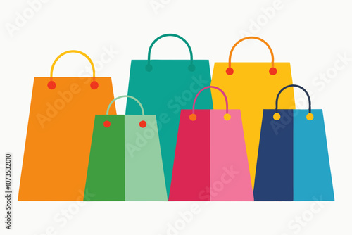 Colorful Shopping Bags Set. Collection of colorful shopping bags