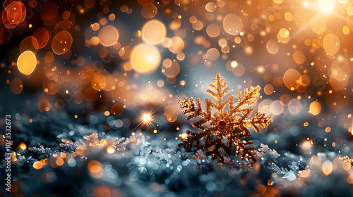 Intricate Frosty Snowflake Against Glowing Background
