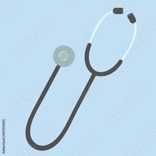 Stethoscope icon isolated on blue background. Medical vector illustration.