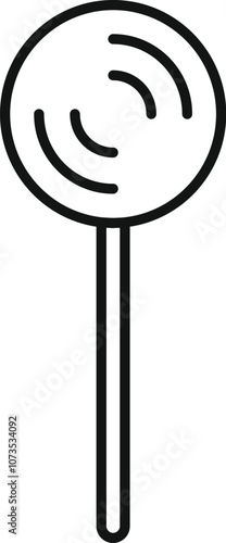 Simple line drawing of a round lollipop with swirls, representing sweetness and childhood treats