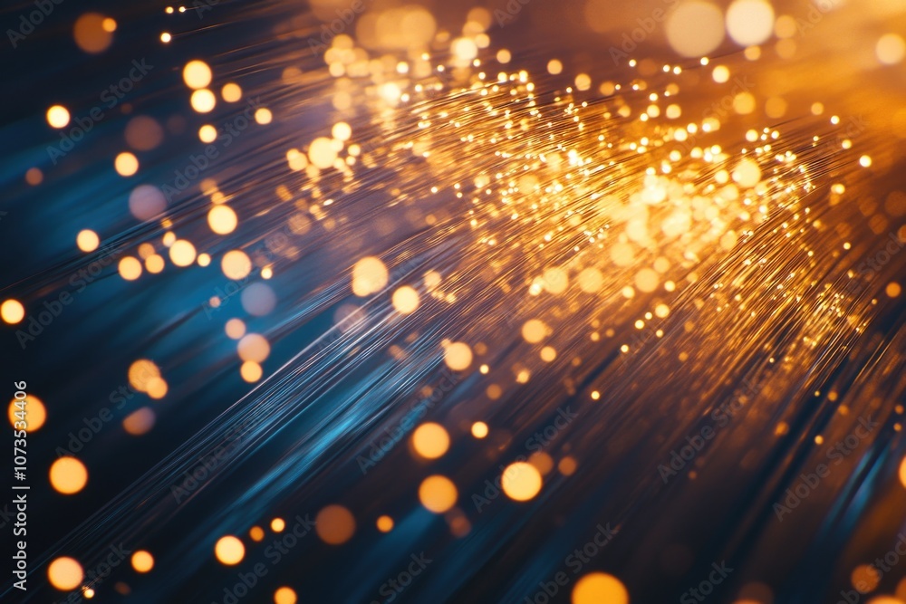 Obraz premium Digital Data Transfer Cable with Golden Particles