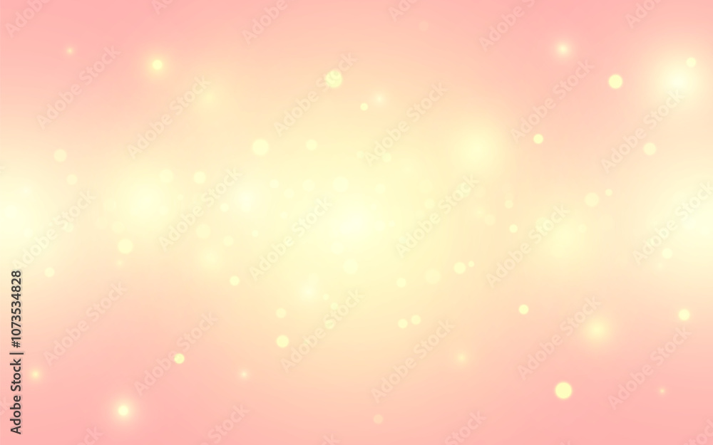 Fototapeta premium Soft Pastel Bokeh Glow Background. Dreamy Light Particles on Pink and Yellow Gradient, Background decoration