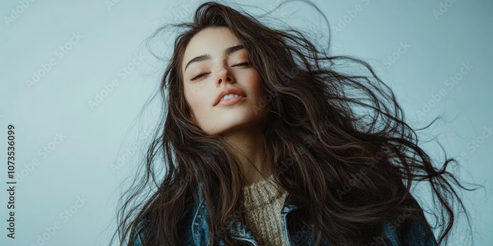 Naklejka premium Woman with Wind Blowing Hair