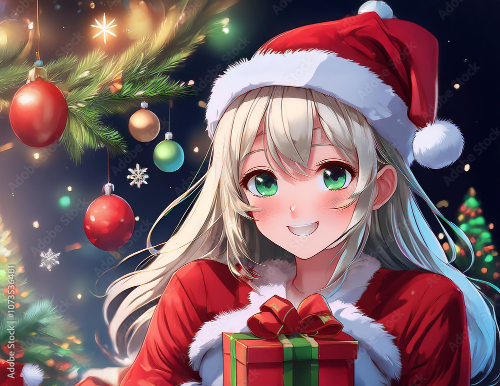 Manga Mädchen übergibt ein Geschenk