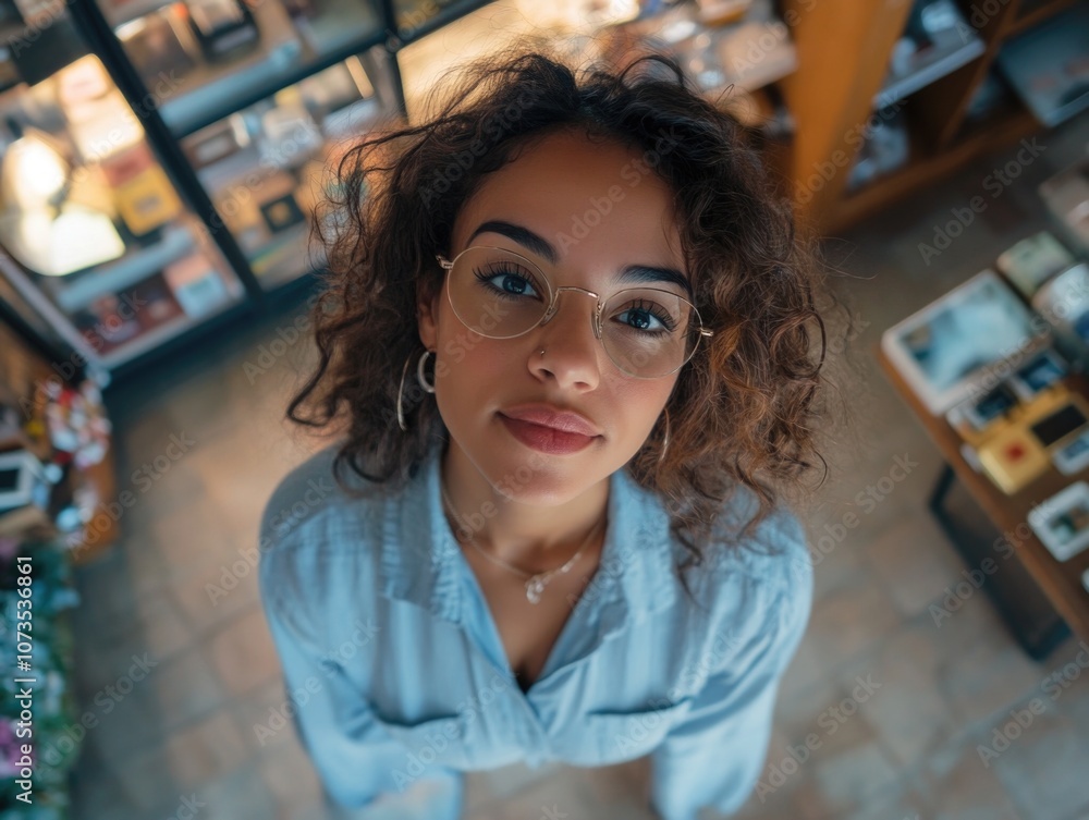 Fototapeta premium Woman in Glasses Shop