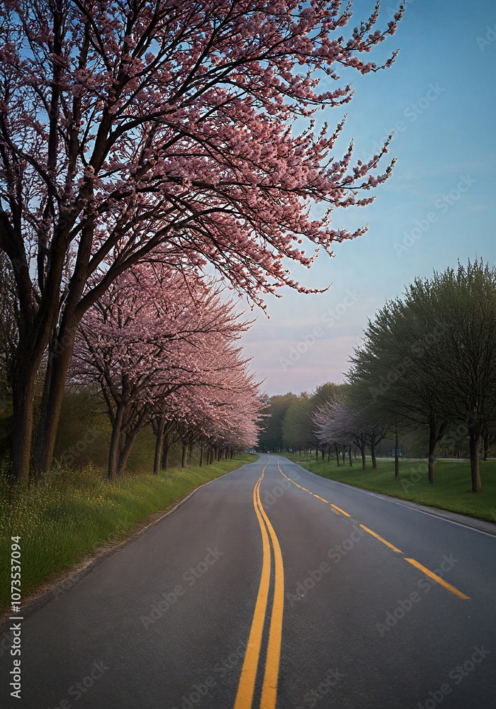 Fototapeta premium Cherry Blossom Street in Spring