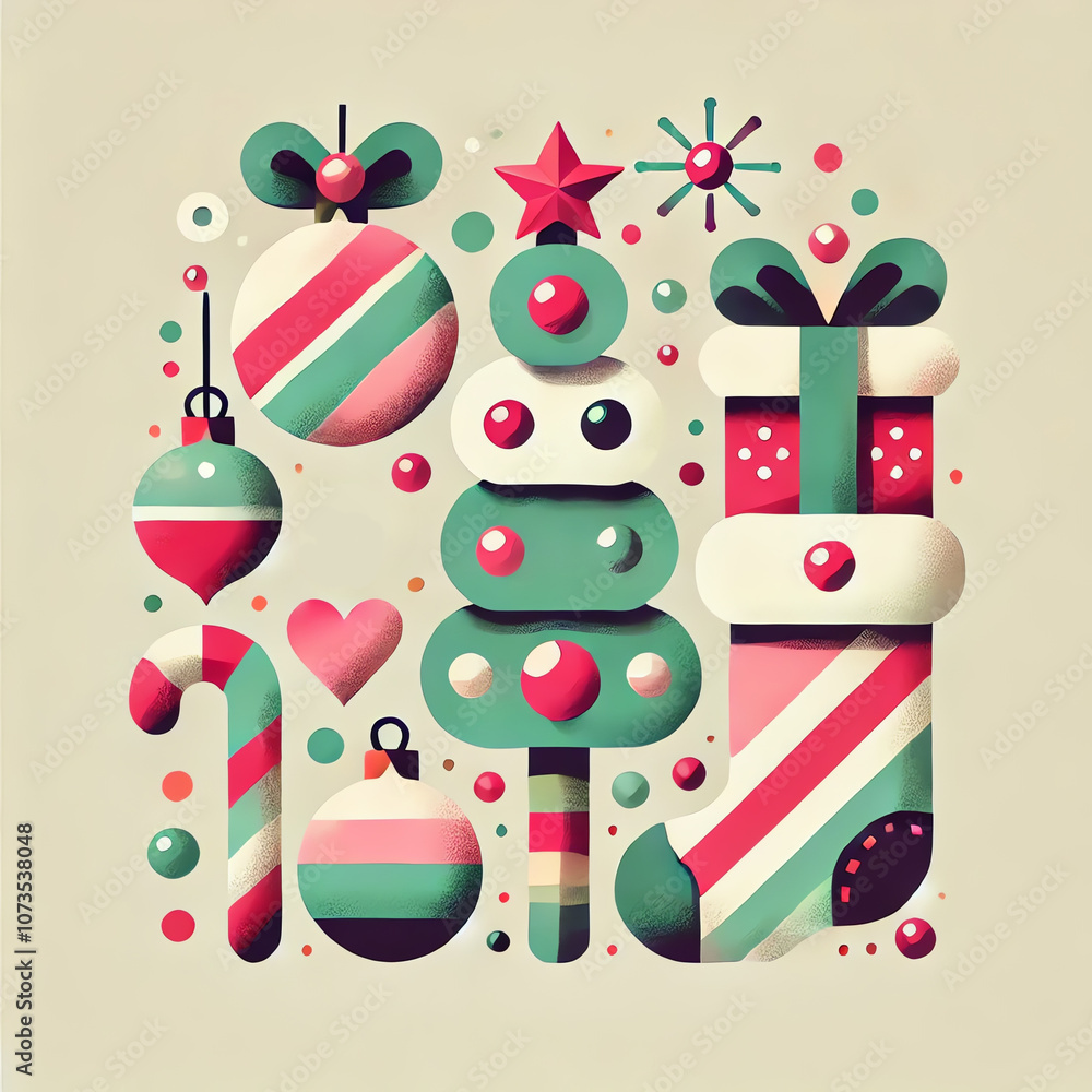 Fototapeta premium A colorful Christmas elements