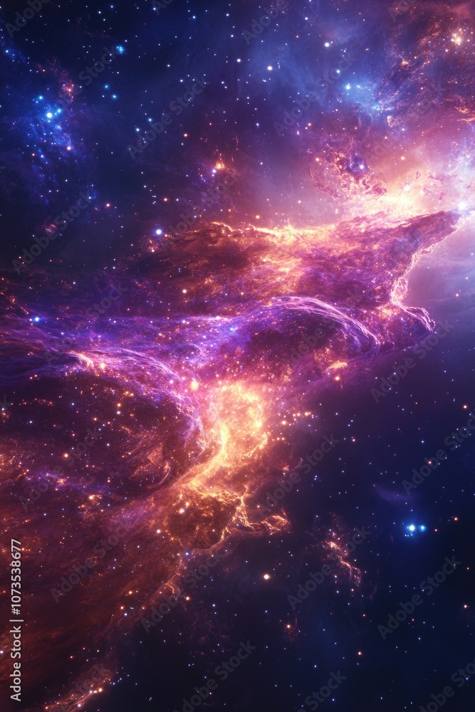 Fototapeta premium Colorful Nebula: A Vibrant Spectacle of Space