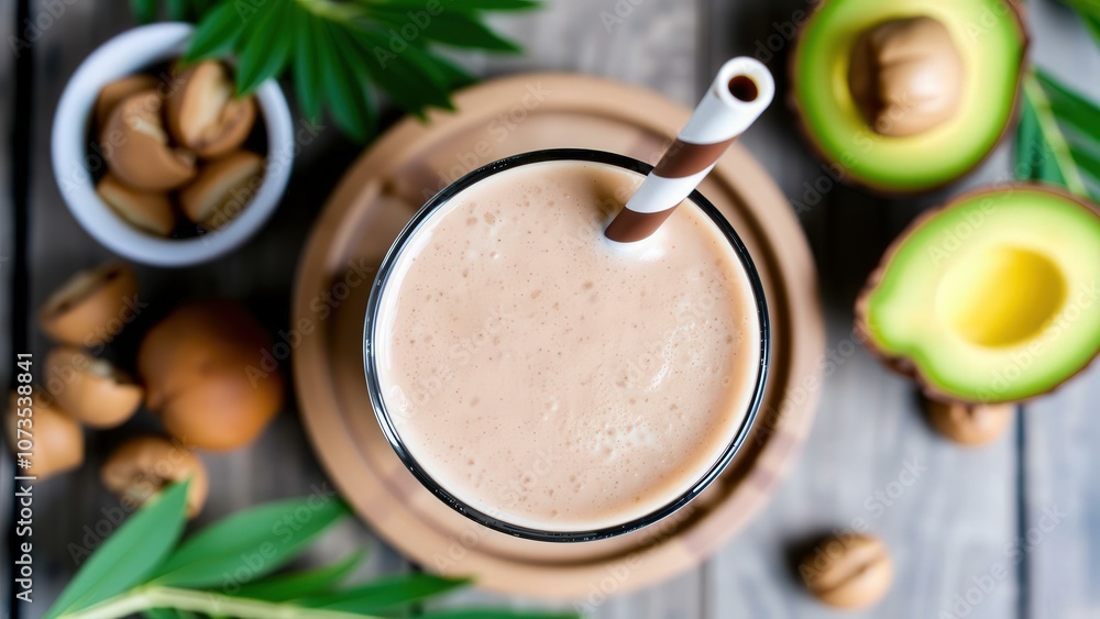 Refreshing Avocado Smoothie with Almonds and Banana - Perfect for a Healthy Breakfast or Snack Refreshing Avocado Smoothie with Almonds and Banana - Perfect for a Healthy Breakfast or Snack