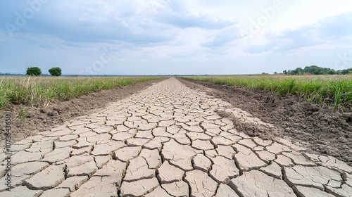 Vast and Desolate Parched Landscape with Extensive Cracked and Weathered Dusty Soil Stretching Out to the Distant Horizon