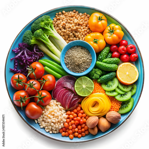 A colorful plate filled with low glycemic index foods, showcasing a vibrant assortment that supports healthy eating.