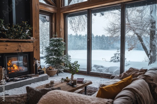 Cozy Cabin Interior with a ...