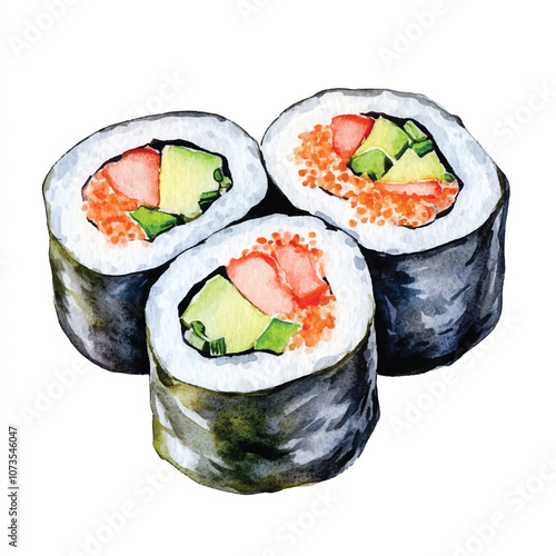 Rolls watercolor clipart illustration