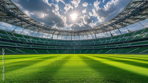 Wallpaper Mural A vibrant stadium field under a bright sun and cloudy sky. Torontodigital.ca