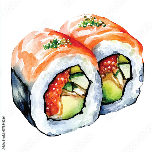 Rolls watercolor clipart illustration