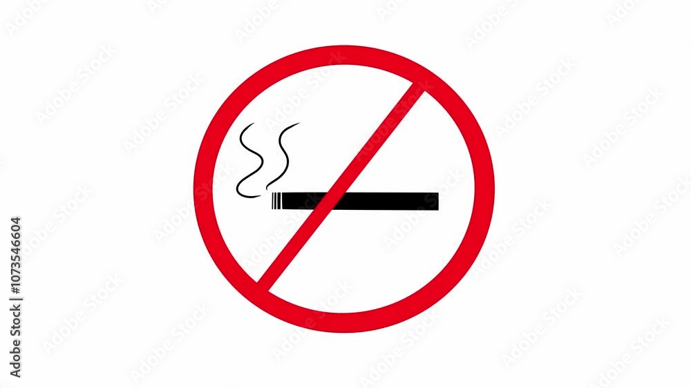 4k animation of smoking being prohibited. Stop sign appears over cigarette in silhouette, smoking and nicotine addiction concept 4k animation of smoking being prohibited. Stop sign appears over cigarette in silhouette, smoking and nicotine addiction concept